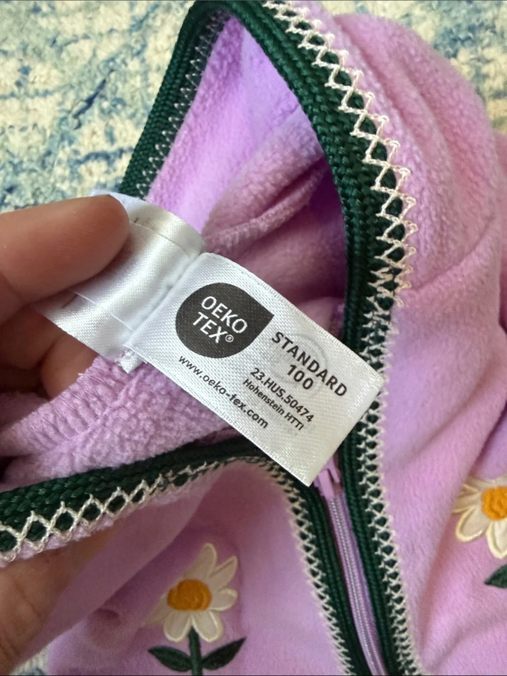 Hanna Andersson Lavender Hooded Fleece Jacket with Daisy Patches